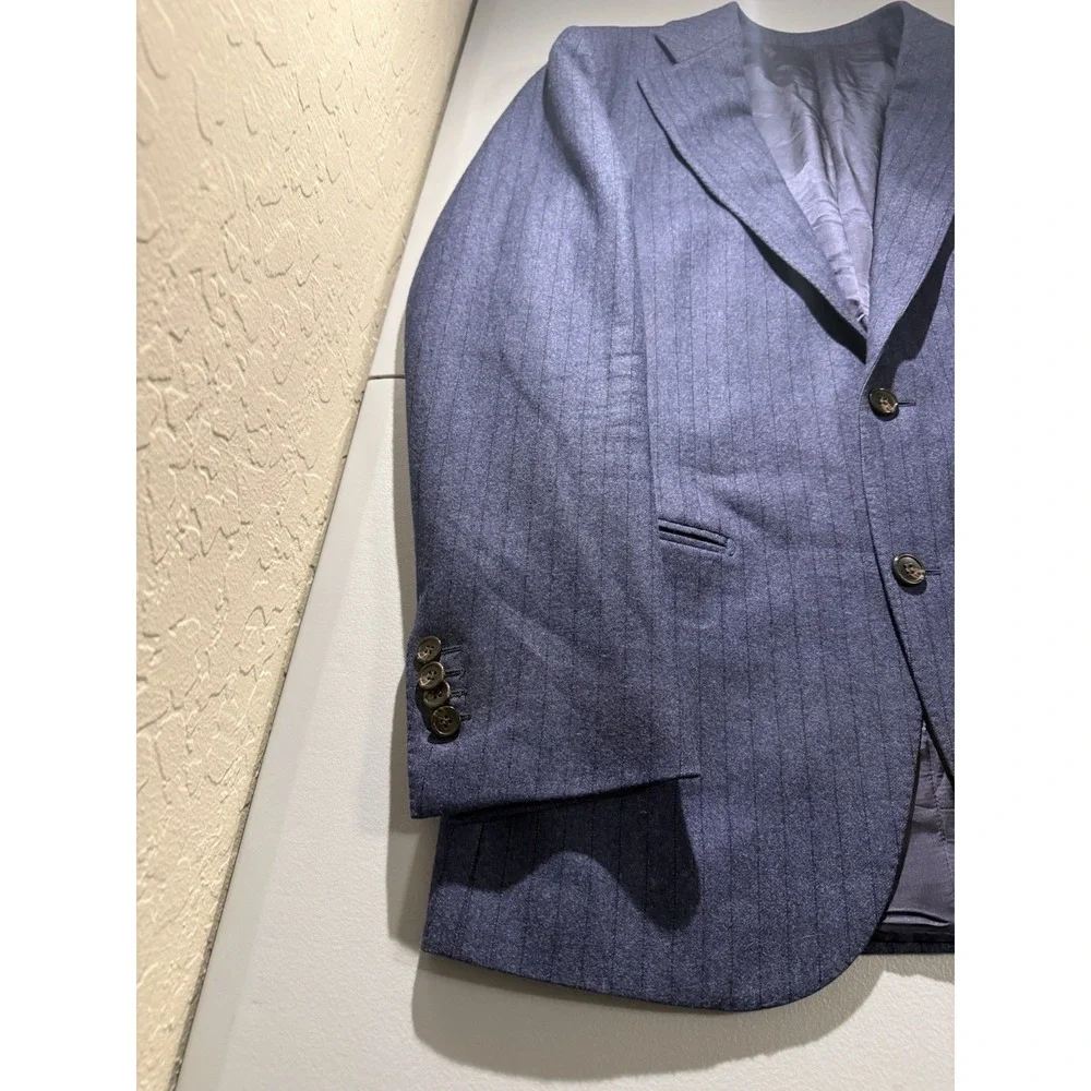 SuiteSupply Blazer Men's 48R‎ Navy Stripe Wool Jacket Coat Vitale Barberis